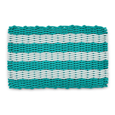 Best Outdoor Doormat, Lobster Rope Doormat in Teal & Seafoam Cabana Stripes, Front Door Mats